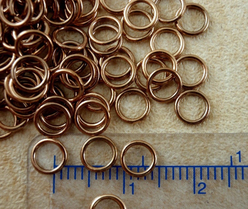 Soldered Closed Bronze Jump Rings in 14, 15, 19 and 21 gauge Also Antique Bronze image 5