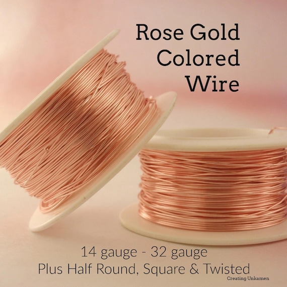 Rose Gold Colored Wire - Enameled Coated Copper - 100% Guarantee - You Pick the Gauge 14, 16, 18, 20, 21, 22, 24, 26, 28, 30, 32