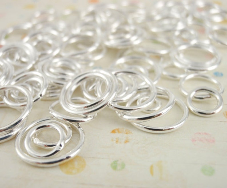 100 Soldered Closed Silver Plated Jump Rings Best Commercially Made 20 gauge 4mm, 6mm, 8mm, 10mm, 18 gauge 6mm, 8mm, 10mm OD image 8