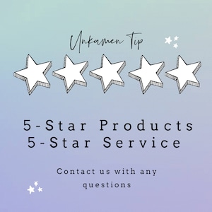 May include: A graphic with five stars, a text overlay that reads "Unkamen Tip", and the text "5-Star Products 5-Star Service Contact us with any questions".