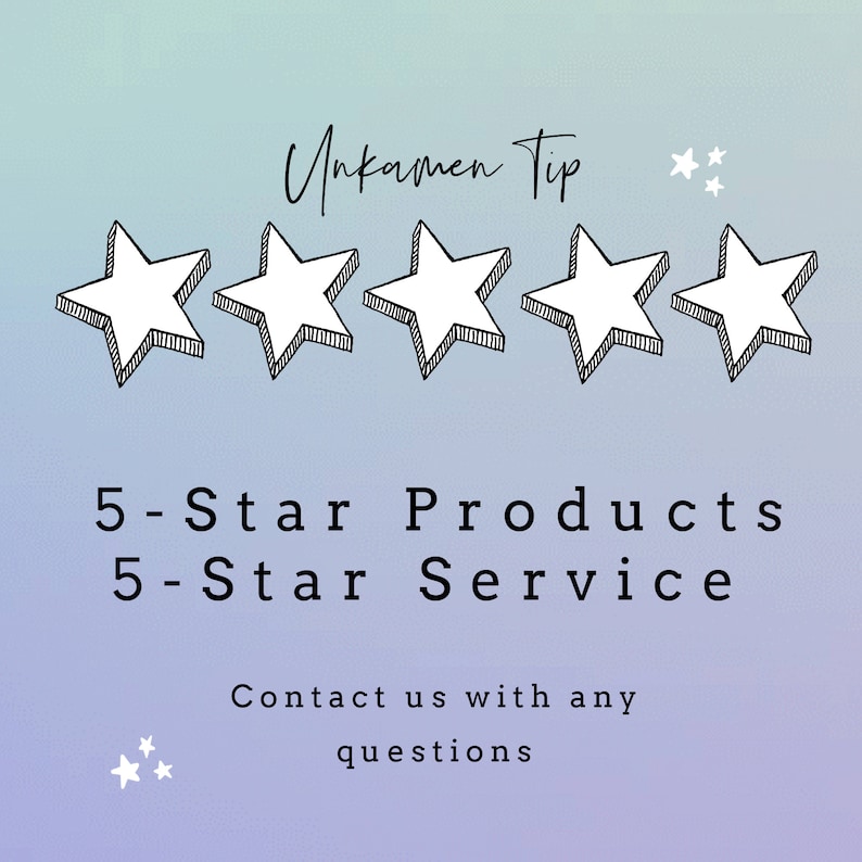 May include: A graphic with five stars, a text overlay that reads "Unkamen Tip", and the text "5-Star Products 5-Star Service Contact us with any questions".