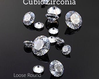 Cubic Zirconia - Loose Round Faceted CZ Stones - Great Alternative for Diamonds in 1mm, 2mm, 3mm, 4mm, 5mm, 6mm, 7mm, 8mm, 9mm, 10mm, 12mm