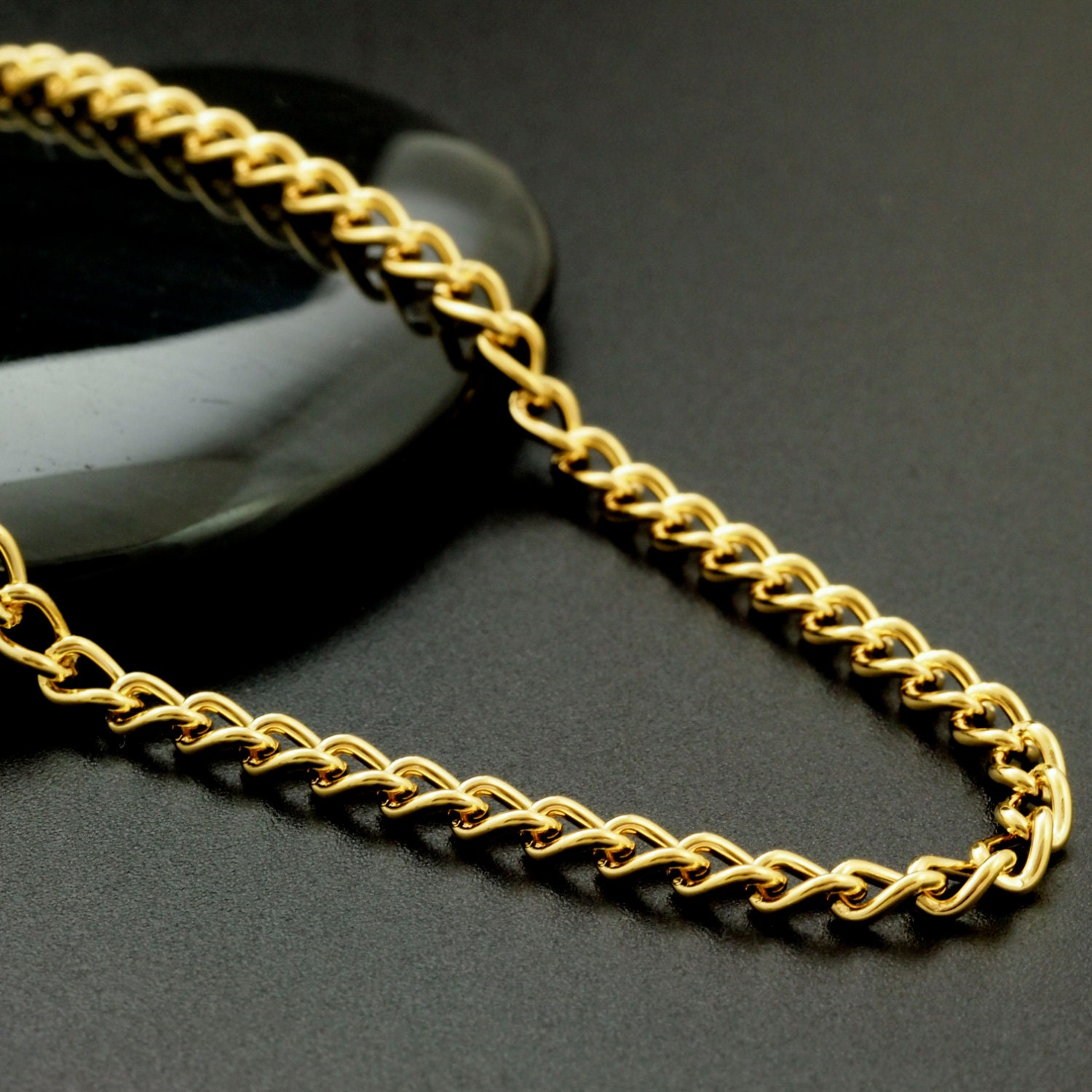 3.4mm Gold Plated Curb Chain by the 