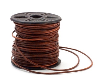 Antique Caramel Brown Indian Leather Cord in 0.5mm, 1mm, 1.5mm, 2mm - By The Yard of Full Spool