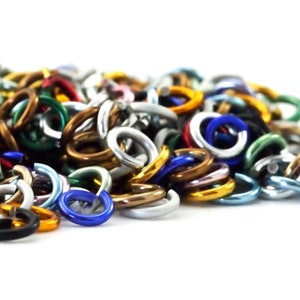 Anodized Aluminum Jump Ring Sample Pack ALL Gauges and Diameters Color Mix Top Shelf image 4