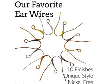 18 Pairs Slope Ear Wires - Gold, Silver, Rose Gold, Antique Silver, Antique Gold, Copper, Antique Copper, Gunmetal, Bright Silver, Steel