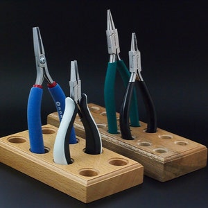 Best Tool Holder - You Pick 3, 4, 6 or 8 Tools - Wooden Blocks for Your Workbench - Free Sample Pack of Jump Rings Included