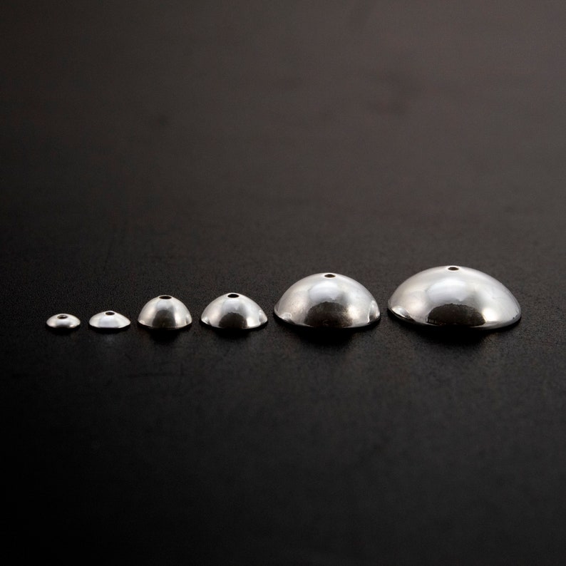 Round Sterling Silver Bead Caps 2.5mm, 3mm, 4mm, 5mm, 8mm, 10mm in Shiny, Antique Silver or Black Silver Finish image 7