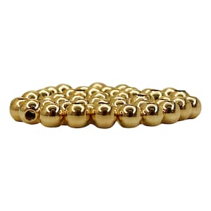 Yellow Gold Filled 9mm Seamless Round Beads - 5 Pack, 2.2mm Hole, For Jewelry Making