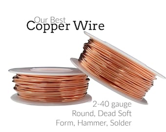 Copper Wire Solid Raw Metal Dead Soft You Pick Gauge 2, 4, 6, 8, 10, 12, 14, 15, 16, 18, 20, 21, 22, 24, 26, 28, 30, 32, 36 40
