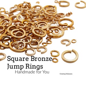 20 Handmade Solid Bronze Square Jump Rings - You Choose Gauge and Diameter