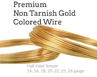 Alambre premium color oro - Semiduro - No se deslustra - Garantía 100% - Calibres 14, 16, 18, 20, 22, 24 y 26