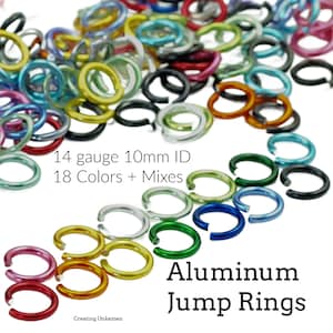 100 Jump Rings 14 gauge Anodized Aluminum 10mm ID - 13.2mm OD - 3/8"