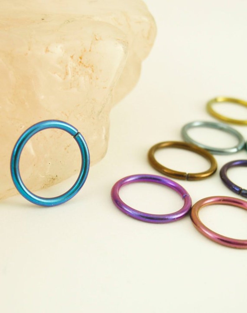 1 Simple Niobium Hypoallergenic Earring Hoop 22, 20, 18, 16, 14 gauge Diameter and 21 Colors to Select from image 8