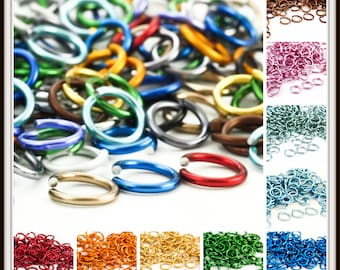 100 Jump Rings 12 gauge Anodized Aluminum 8.4mm ID - 12.3mm OD - 5/16"