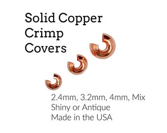 純銅製圧着カバー50個入り（2.4mm、3.2mm、4mm、またはミックス） - アメリカ製 - 100%保証