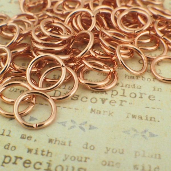 50 Rose Gold Plated Jump Rings 18 gauge 10mm OD Clearance Sale