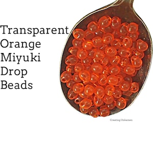 Miyuki DP-177 Transparent Orange Glass Drop Beads - Perfect for Shaggy Bracelets, Earrings or Beading