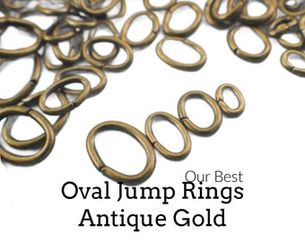 100 Antique Gold Oval Jump Rings in 16, 18 and 20 gauge - Best Commercially Made - 100% Guarantee