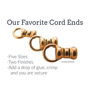 10 Bronze Cord Crimp Ends Made in the USA You Pick Size 1mm, 1.5mm, 2mm, 2.5mm, 3mm image 1