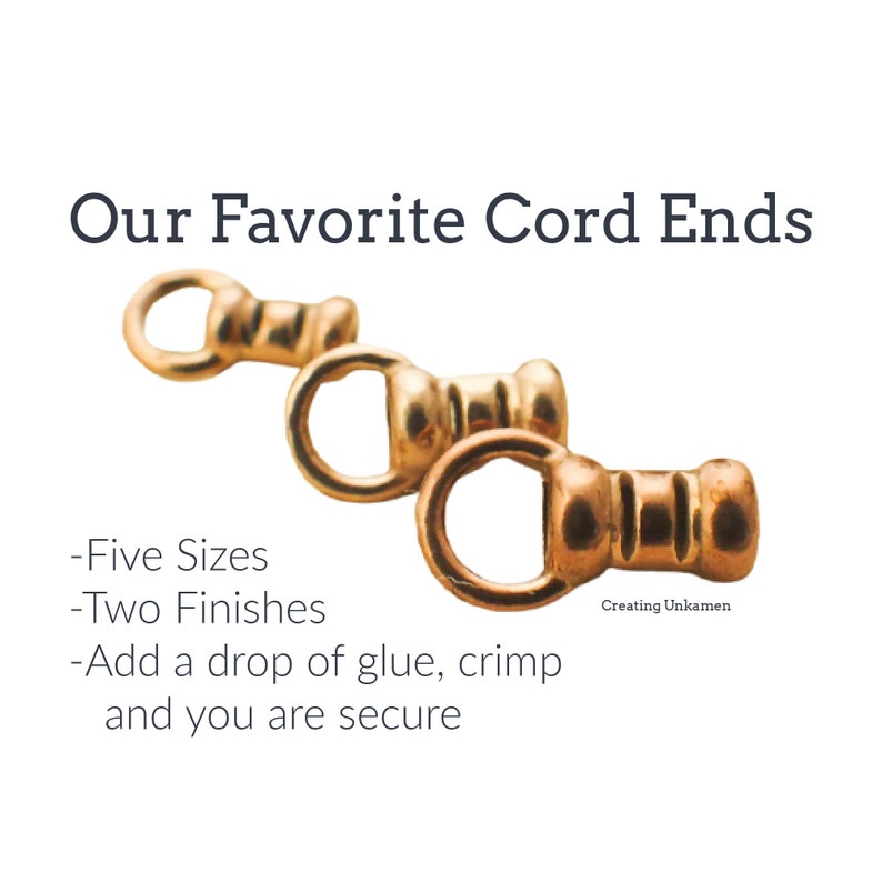 10 Bronze Cord Crimp Ends Made in the USA You Pick Size 1mm, 1.5mm, 2mm, 2.5mm, 3mm image 1