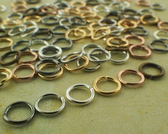 100 Jump Rings 18 gauge 7mm OD - Silver Plate, Gold Plate, Antique Gold, Gunmetal- Best Commercially Made