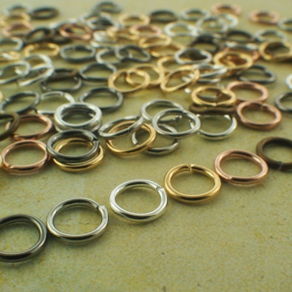 100 Jump Rings 18 gauge 7mm OD - Silver Plate, Gold Plate, Antique Gold, Gunmetal- Best Commercially Made