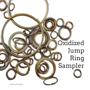 Jump Rings 50 Oxidized Metal - Copper, Brass, Bronze Deluxe Handmade Sampler - 100% Guarantee