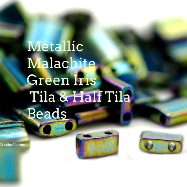 Metallic Malachite Green Iris Miyuki Tila & Half Beads - 100% Guarantee