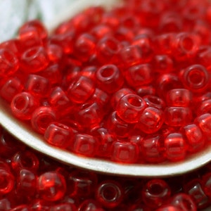 Miyuki 141 Transparent Ruby 6/0, 8/0 Glass Seed Beads - 100% Guarantee