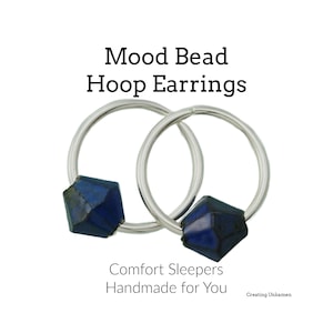 1 Simple Mood Bead Hoop Earring - 14kt Gold Filled, 14kt Rose Gold Filled, Sterling Silver - 20 gauge 10mm OD with Mood Bead