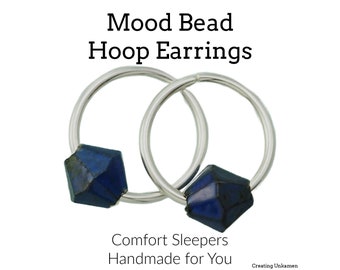 1 Simple Mood Bead Hoop Earring - 14kt Gold Filled, 14kt Rose Gold Filled, Sterling Silver - 20 gauge 10mm OD with Mood Bead