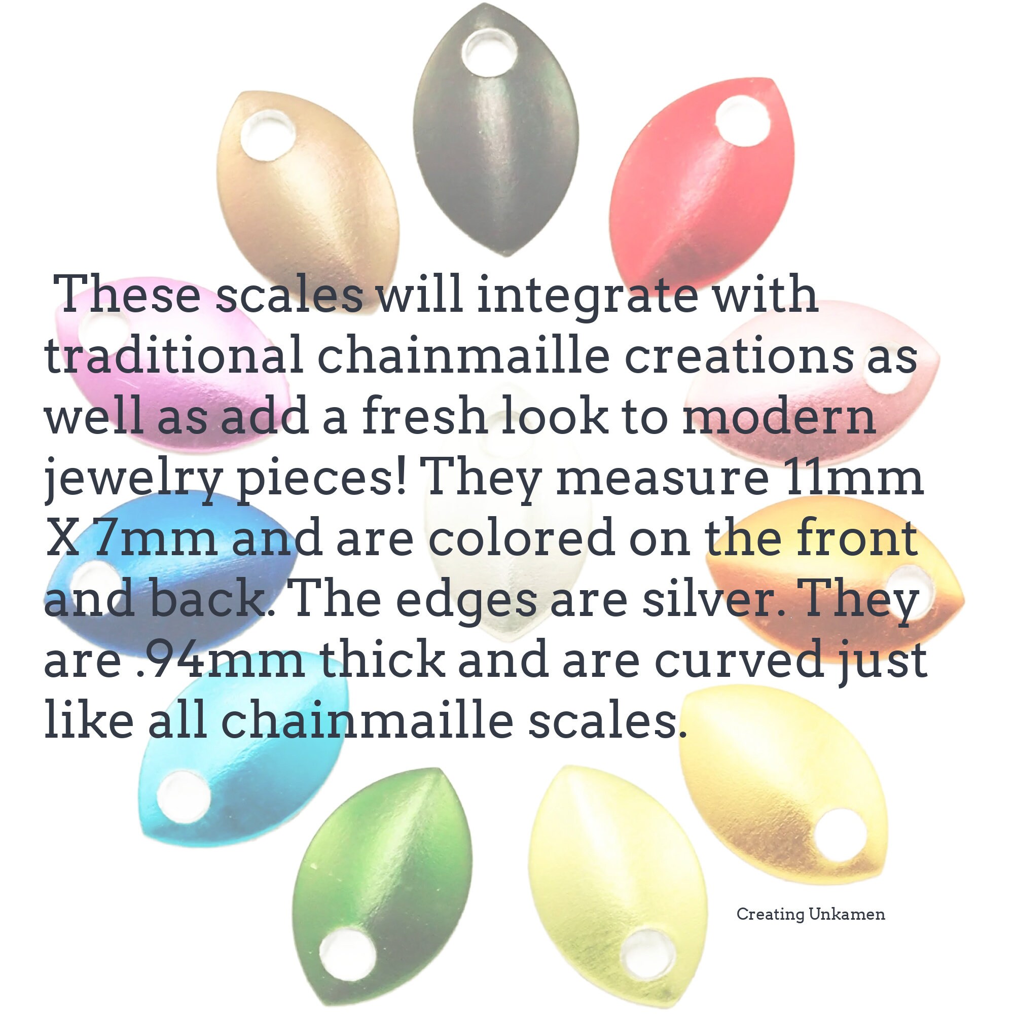 Tiny Aluminum Scale Charms, Chainmaille Jewelry, 11mm X 7mm (set of 10 ...