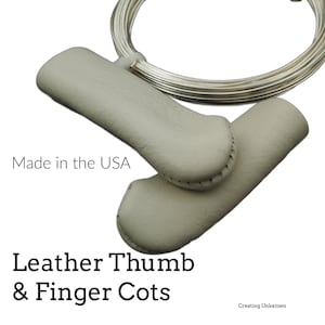 Protectores de cuero para pulgar y dedos - Muestra de alambre incluida - Cuero de plena flor - Seleccione 1 o más para proteger varios dedos