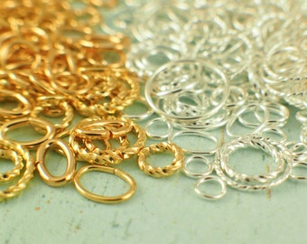 Deluxe Jump Ring Sample Pack - Gold and Silver Plated 16 gauge - 22 gauge 3mm - 12 mm OD Best Commercially Made