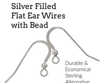 Silver Filled Flat Ear Wires with Bead