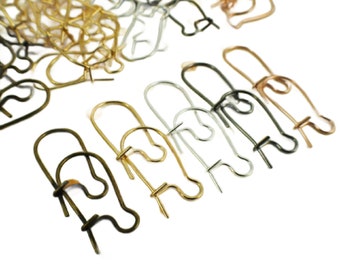 25 Pairs Kidney Ear Wires - Rose Gold, Silver Plate, Gold Plate, Antique Gold, Gunmetal - Best Commercially Made