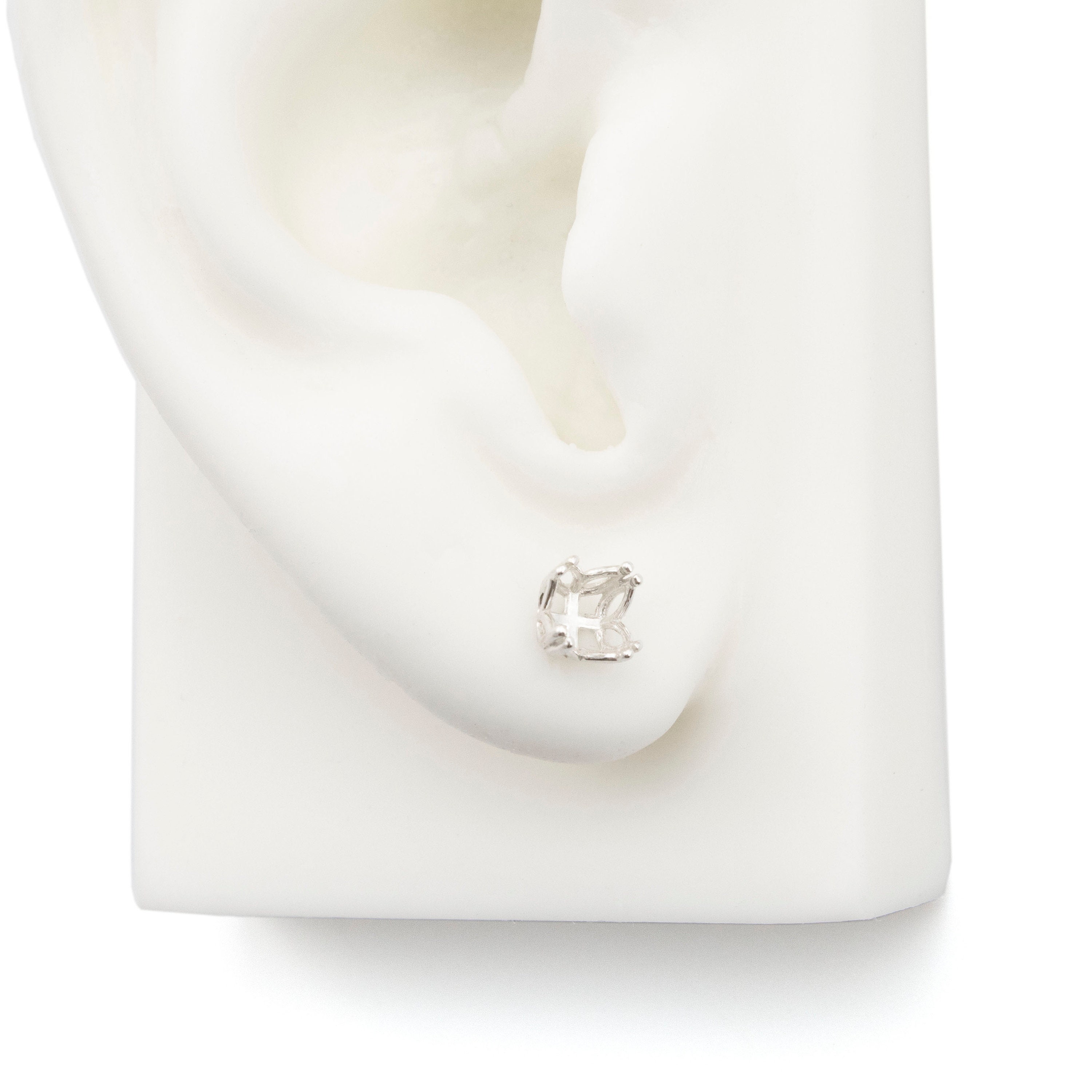 Fancy Sterling Silver Earring Posts Mountings - 4mm, 5mm, 6mm, 7mm, 8mm ...