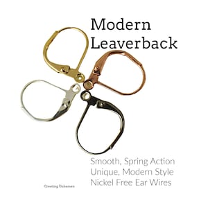 4 pairs Modern Leverback Ear Wires - Antique Gold, Gunmetal, Copper, Silver Plate, Gold Plate