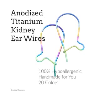 May include: A pair of rainbow anodized titanium kidney ear wires. 100% Hypoallergenic. Handmade for You. 20 Colors.