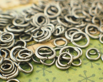 100 Antique Silver Jump Rings - Vintage Look - 22, 20, 18, 16 Gauge - Best Commercially Made - 100 % Guarantee