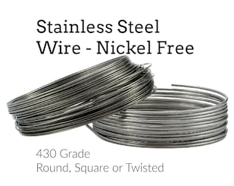 Stainless Steel Wire - Nickel Free Round, Square or Twisted - You Pick Gauge 8, 10, 12, 14, 16, 18, 20, 22, 28 and Length -  100% Guarantee