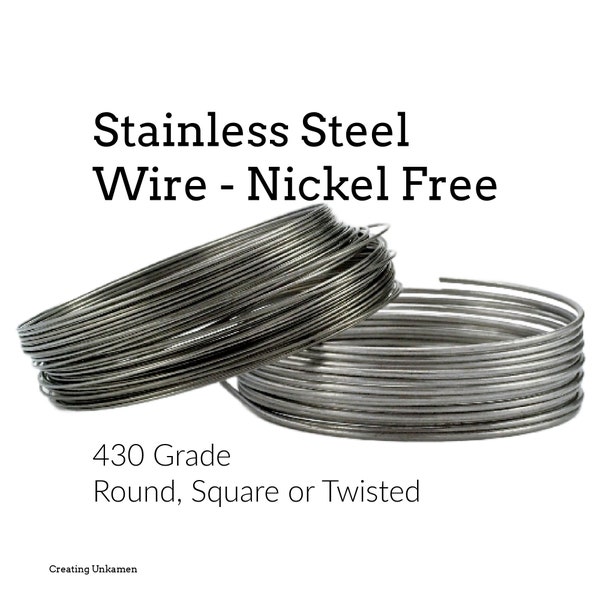 Stainless Steel Wire - Nickel Free Round, Square or Twisted - You Pick Gauge 8, 10, 12, 14, 16, 18, 20, 22, 28 and Length -  100% Guarantee