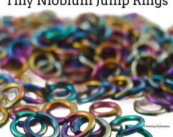Hoppringar 100 små anodiserade niobiumhoppringar i valfri tjocklek och diameter