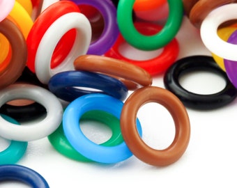 100 - 10mm OD Silicone Jump Rings - You Pick Color - Black, White, Brown, Pink, Purple, Blue, Green, Yellow, Orange, Red or Mix