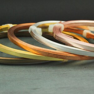 Flat Artistic Wire - Non Tarnish Silver Plate, Antique Brass, Rose Gold Color, Gold Color, Bare Copper