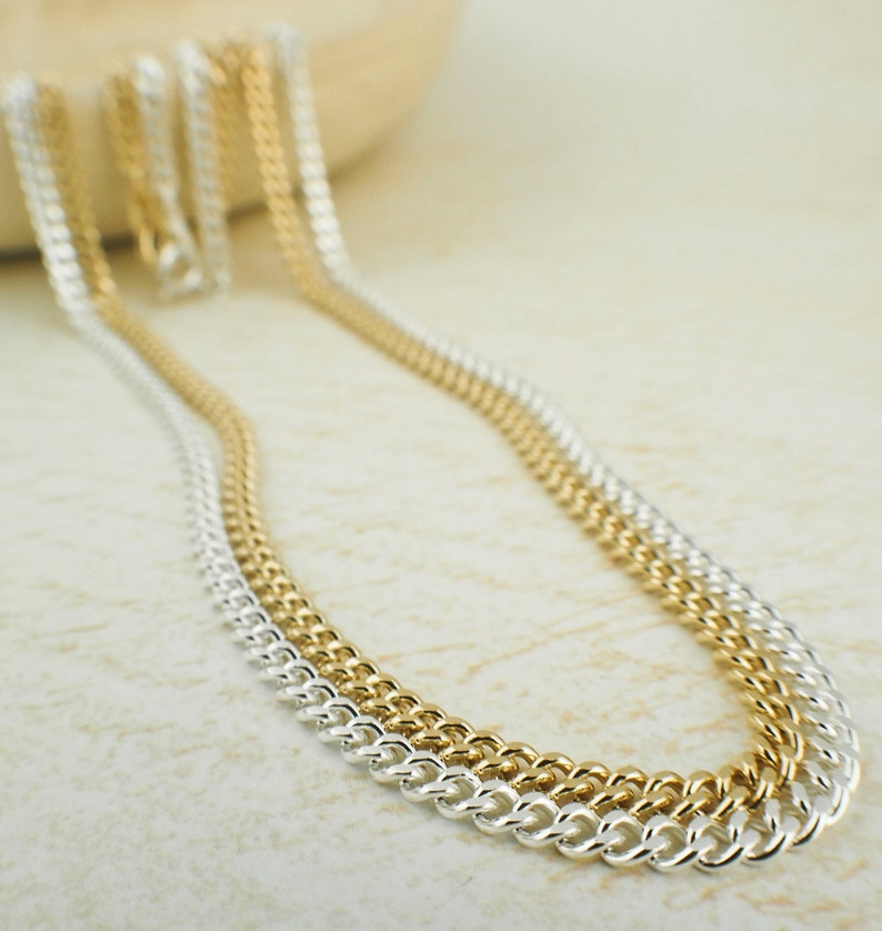 3mm 24 inch Curb Chain Made in the USA Silver Plate or Etsy