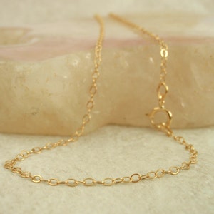 1.4mm 14kt Gold Filled Fine Flat Cable Chain - By the Foot or Finished Chain  Made in the USA