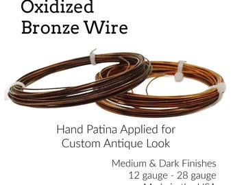 Oxidized Bronze Wire - Hand Finished Patina for Antique Look - You Pick Gauge 12, 14, 16, 18, 20, 22, 24, 26, 28