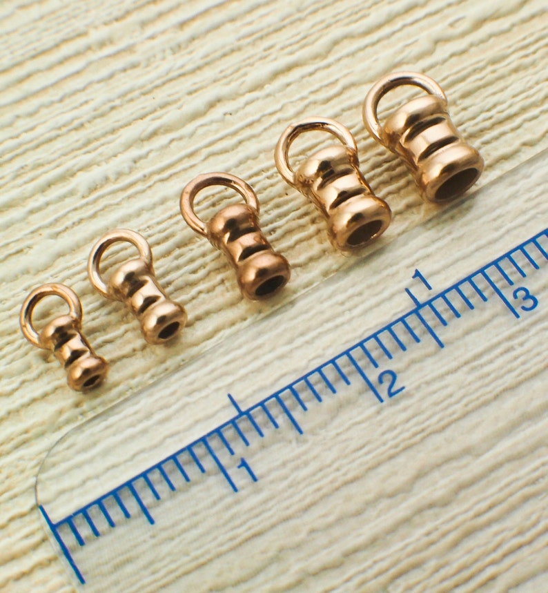 10 Bronze Cord Crimp Ends Made in the USA You Pick Size 1mm, 1.5mm, 2mm, 2.5mm, 3mm image 3